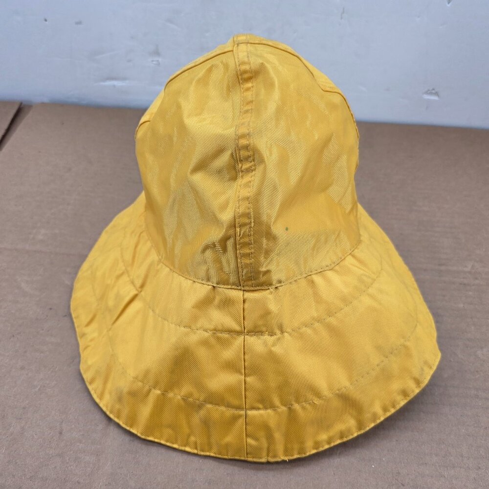 Vintage LL Bean Nylon Hat Yellow Rain Bucket Fisherman USA Size Large Lined